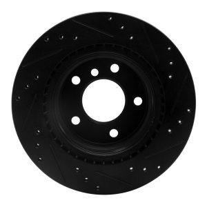 BMW 128I Brake Rotor (1) - Rear Left - R1 Concepts - Drilled & Slotted - Black - `08-`13